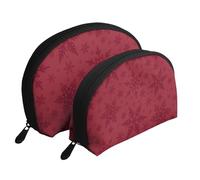 Navidad Navidad roja Copo de Nieve, Bolsa de Maquillaje de Concha, Monedero pequeño para Mujer, Bolsa de artículos de tocador, Bolsa de cosméticos, 2 Piezas