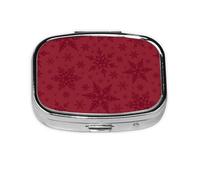 Navidad Navidad roja Copo de nieve, Pastillero cuadrado para bolsillo o monedero, pequeño contenedor de pastillas, organizador de pastillas de viaje