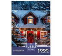 Navidad Nieve Vista Cottage Puzzle Imposible,desafío para Adultos Interesante Entretenimiento Creativo 1000 Piezas Obra De Arte De Juego De para Adultos Y Niños A Partir De 12 Años 52x38cm/1000pcs