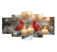 Navidad Pájaro Diamond Painting, 5 Pcs 5D Kit Mosaico Pintura de Diamante, Kit Bordado en Punto de Cruz Manualidades Adultos, DIY Gran Tamaño Cuadro Damantes, Decoracion Hogar Regalos 35x75cm P-d-2368