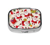 Navidad Papá Noel Navidad, Pastillero cuadrado para bolsillo o monedero, pequeño contenedor de pastillas, organizador de pastillas de viaje