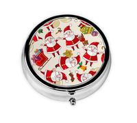 Navidad Papá Noel Navidad, Pastillero, Pastillero redondo Pequeño contenedor de pastillas Organizador de pastillas de viaje