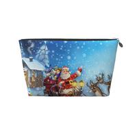 Navidad Papá Noel Reno, Bolsa de artículos de tocador Bolsa de Maquillaje Bolsa de cosméticos Bolsa de artículos de tocador de Viaje portátil