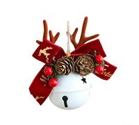 Navidad para árbol y decoración del hogar, campanas de cuernos de lazo blanco, construcción de hierro sólido, adornos festivos que añaden un toque festivo elegante (rojo)