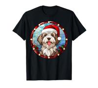Navidad Perro Habanero mamá papá vidrieras Arte Cachorro Camiseta