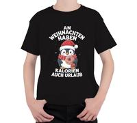 Navidad pingüino donut calorías tienen vacaciones niños camiseta, Negro , 116