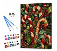 Navidad Pintar por Numeros Niños, Pintar por Numeros Adultos Retro Paint by Numbers Principiantes, Manualidades Niños 10 Años DIY Kit de Pintura al Óleo de Lienzo Decoracion 20x30cm Sin Marco Y3-707