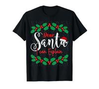 Navidad Querido Santa, Puedo Explicar, Funny Xmas Naughty List Camiseta gráfica económica, Hombre, Negro, S