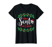Navidad Querido Santa, Puedo Explicar, Funny Xmas Naughty List Camiseta gráfica económica, Mujer, Negro, M