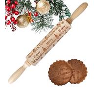 Navidad Rodillo Amasar, XiXiRan Rodillo de Navidad en Relieve, Rodillo de Madera Tallada, Rodillo de Navidad Grabado de Maderas, Rodillo en Relieve Galletas, Perno de Balanceo, Rolling Pin Christmas