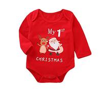Navidad Ropa Bebe Recien Nacido Monos MY First Christmas Tops Bodies con Patrón de Papá Noel para 0-12 Meses Niña Niño