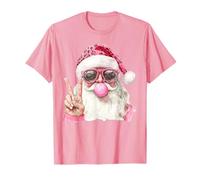 Navidad Santa Bubble Gum Rosa Funny Girl Mujeres Niños Navidad Camiseta