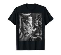 Navidad Santa Claus Merry X-Mas Funny Cat Selfie Hombres Mujeres Camiseta