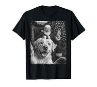 Navidad Santa Claus Merry X-Mas Funny Dog Selfie Hombres Mujeres Camiseta