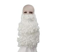 Navidad Santa Claus peluca y barba rizado largo blanco traje de vacaciones peluca Santa barba Cosplay pelucas Navidad Pelucas ZL001