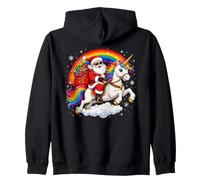 Navidad Santa Montando Unicornio Navidad Familia Celebración Sudadera con Capucha