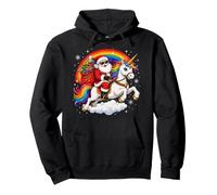 Navidad Santa Montando Unicornio Navidad Familia Celebración Sudadera con Capucha