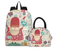 Navidad Santa Pájaro Mochila de Estudiantes Bolsa Térmica para Fiambrera Mochilas Bolsa del Almuerzo para Niñas Escolar Niños
