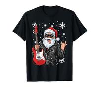 Navidad Santa Rock Hand Guitar Rocker Xmas Hombres Niños Niños Camiseta