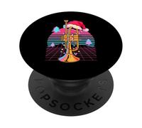 Navidad Synthwave Trompeta Trompetista PopSockets PopGrip Adhesivo