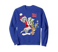 Navidad Tom & Jerry Reindeer Sudadera, Unisex para Adultos, Azul Real, S