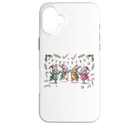 Navidad, Tortuga, Conejo, Baile Feliz, Luces Festivas, bastón de Caramelo Carcasa para iPhone 16 Plus