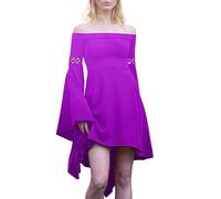 Navidad traje mujeres vestido manga cariño vestido panel mujeres corte más tamaño largo gótico, morado, XXX-Large