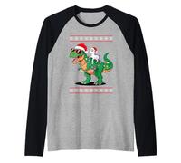 Navidad Unicornio T-Rex Dinosaurio Tyrannosaurus Rex Camiseta Manga Raglan
