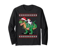 Navidad Unicornio T-Rex Dinosaurio Tyrannosaurus Rex Manga Larga