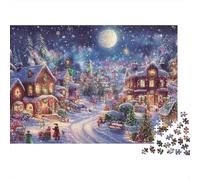 Navidad Village Night 1000 Pieza S Papel Ecológico Rompecabezas Premium para Adultos Descompresión Educativa Regalos Decoración De Paredes 38x26cm/1000pcs