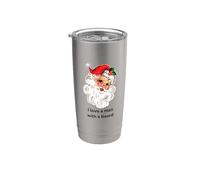 Navidad vintage de Papá Noel Retro «Amo a un hombre con barba» Vaso térmico de acero inoxidable de doble pared
