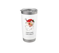 Navidad vintage de Papá Noel Retro «Amo a un hombre con barba» Vaso térmico de acero inoxidable de doble pared