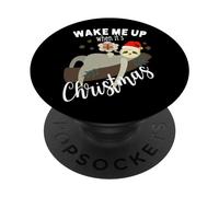 Navidad Wake Me Up When It's Christmas Lindo Perezoso PopSockets PopGrip Adhesivo