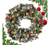 Navidad Wreath, Christmas Door Wreaths, Christmas Door, Christmas Garland for Front Door Holiday Festival Indoor Outdoor Hristmas Garland with Pine Conos and Berries