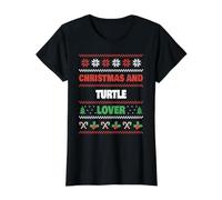 Navidad y Amante de Las Tortugas - Tortuga FEA Navidad Camiseta gráfica económica, Mujer, Negro, XL