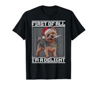 Navidad Yorkshire Terrier, en Primer Lugar Soy una Delicia Camiseta gráfica económica, Hombre, Negro, M