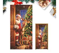 Navideña De Puerta De Porche 90x180 cm Accesorio Photocall Estacional | De Fondo Navideño 2D Para Puerta Para Fiesta, Hogar, Apartamento, Casa Rural, Escuela, Café, Centro Cubierta de puerta 40
