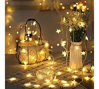 Navideñas Cadena de Luces copo de nieve con Pilas, Surwin Guirnaldas Luminosas de Interior 3M/ 20LED Decoración para Exterior, Jardines, Fiesta de Navidad (estrella,3M/20LED)