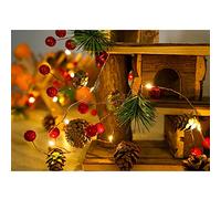 Navideñas Cadena de Luces Piñas de navidad, Surwin con Pilas Guirnaldas Luminosas de Interior Decoración para Exterior, Jardines, Fiesta de Navidad (2M/20LED,Red)