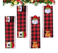 Navideñas Tiradores de Armario Protector de pomo de felpa para | Protector Tirador Puerta Frigorífico Armario lavavajillas microondas horno casa cocina Juego tipo A de cuatro piezas