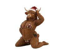 navideño de de las Tierras Altas, sombrero de Papá | Divertida vaca de resina coleccionable para estantes, escritorio o dormitorio: un acento festivo que se ríe a carcajadas que