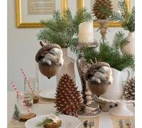 Navideños de Animales - Bellota 3D de Resina - Navideños De Piña con Forma De Animal,para Interior Exterior Sala Pared Puerta Repisa Chimenea Granja Jardín Patio