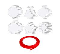 navideños en - Discos Transparentes | 24 Discos Decorativos de acrílico Transparente con Cinta, Decoraciones Planas Festivas para el hogar y Las Ventanas