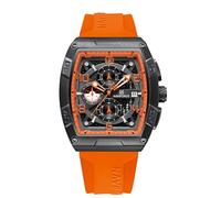 NAVIFORCE Reloj de pulsera deportivo para hombre (cronógrafo/impermeable/luminoso/calendario) correa de silicona reloj de cuarzo para hombre, naranja, Clásico