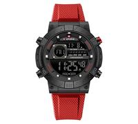 NAVIFORCE Reloj de pulsera digital para hombre, militar, impermeable, deportivo, cronógrafo, con alarma/retroiluminación LED, Rojo -, Deporte