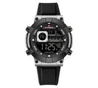 NAVIFORCE Reloj de pulsera digital para hombre, militar, impermeable, deportivo, cronógrafo, con alarma/retroiluminación LED, plateado, Deporte