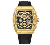 NAVIFORCE Reloj de pulsera para hombre, cronógrafo de cuarzo, correa de silicona colorida, con fecha automática, impermeable, regalo, Dorado+Negro, Moda, deportes, negocios