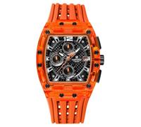 NAVIFORCE Reloj de pulsera rectangular deportivo para hombre (cronógrafo/impermeable/luminoso/calendario), correa de silicona, reloj de cuarzo para hombre, naranja