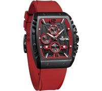 NAVIFORCE Reloj deportivo cronógrafo impermeable para hombre, correa de silicona colorida, reloj de pulsera de cuarzo con fecha automática (rojo), Rojo -, Moderno
