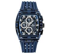 NAVIFORCE Reloj deportivo de cuarzo para hombre, correa de silicona negra, cronógrafo militar marino, azul, Clásico